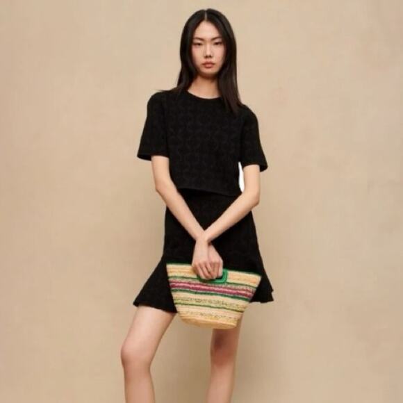 Maje Ruffled Mini Dress Black Size XS Retails $475 As seen on TV - Picture 5 of 10